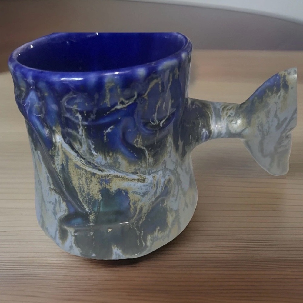 Unique handcrafted Cobalt Blue Whale-Handle Mug Nautical style